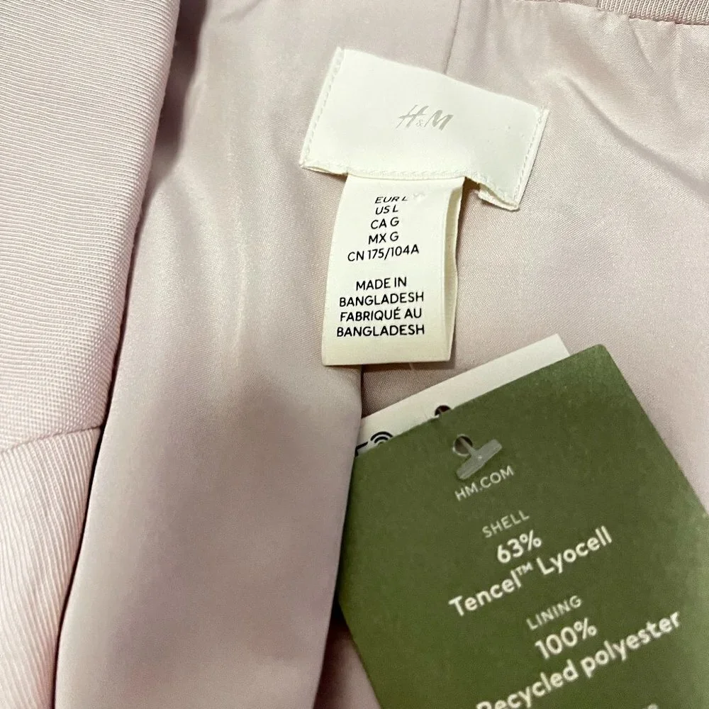 H&M Womens Blazer Coat Soft Light Tencel/Lyocell 2 Faux Pockets Lavender NWT - Picture 5 of 9